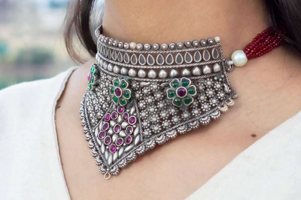 Timeless multi color Hasli Elegance necklace 92.5 Silver