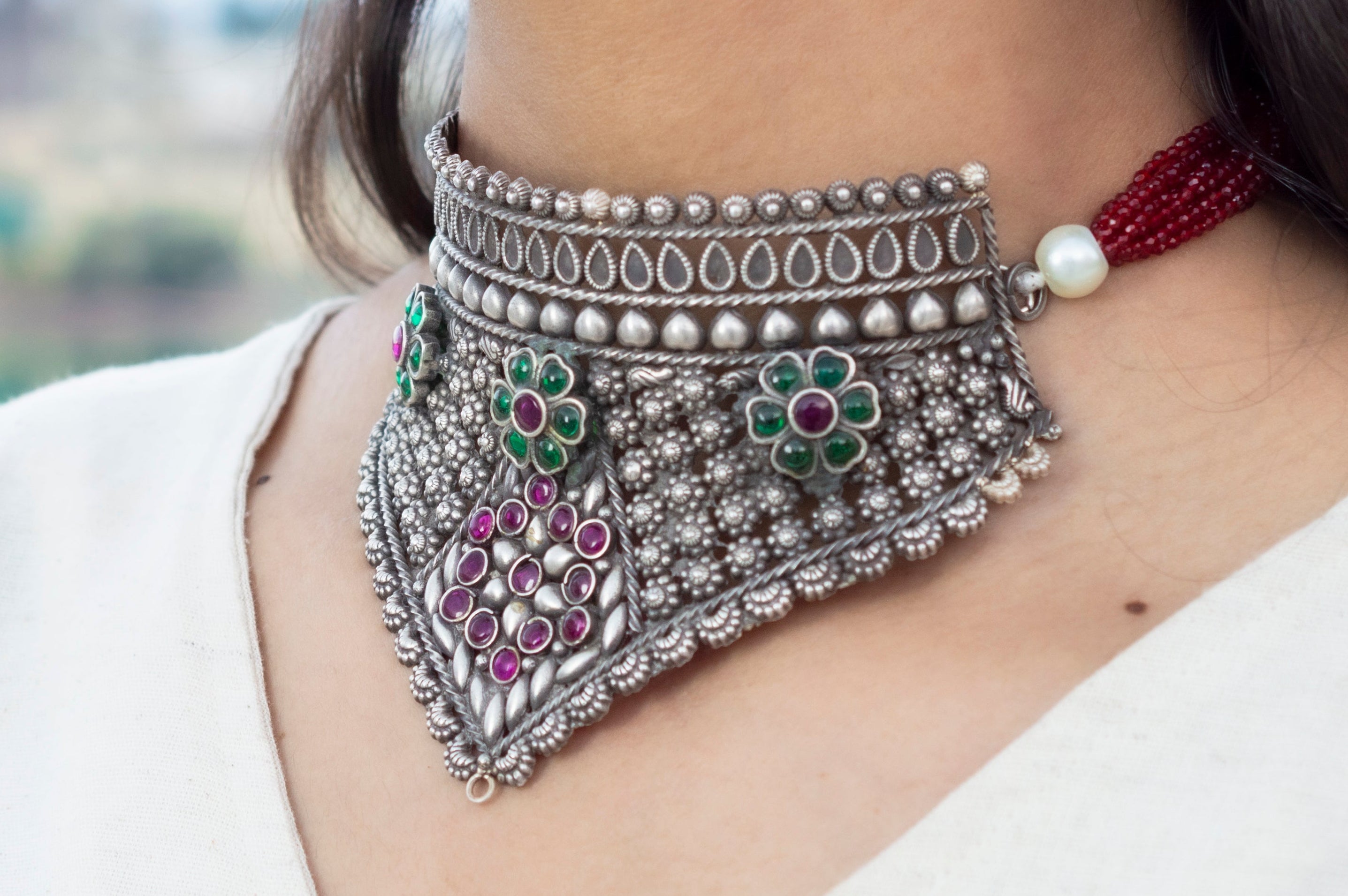 Timeless multi color Hasli Elegance necklace 92.5 Silver