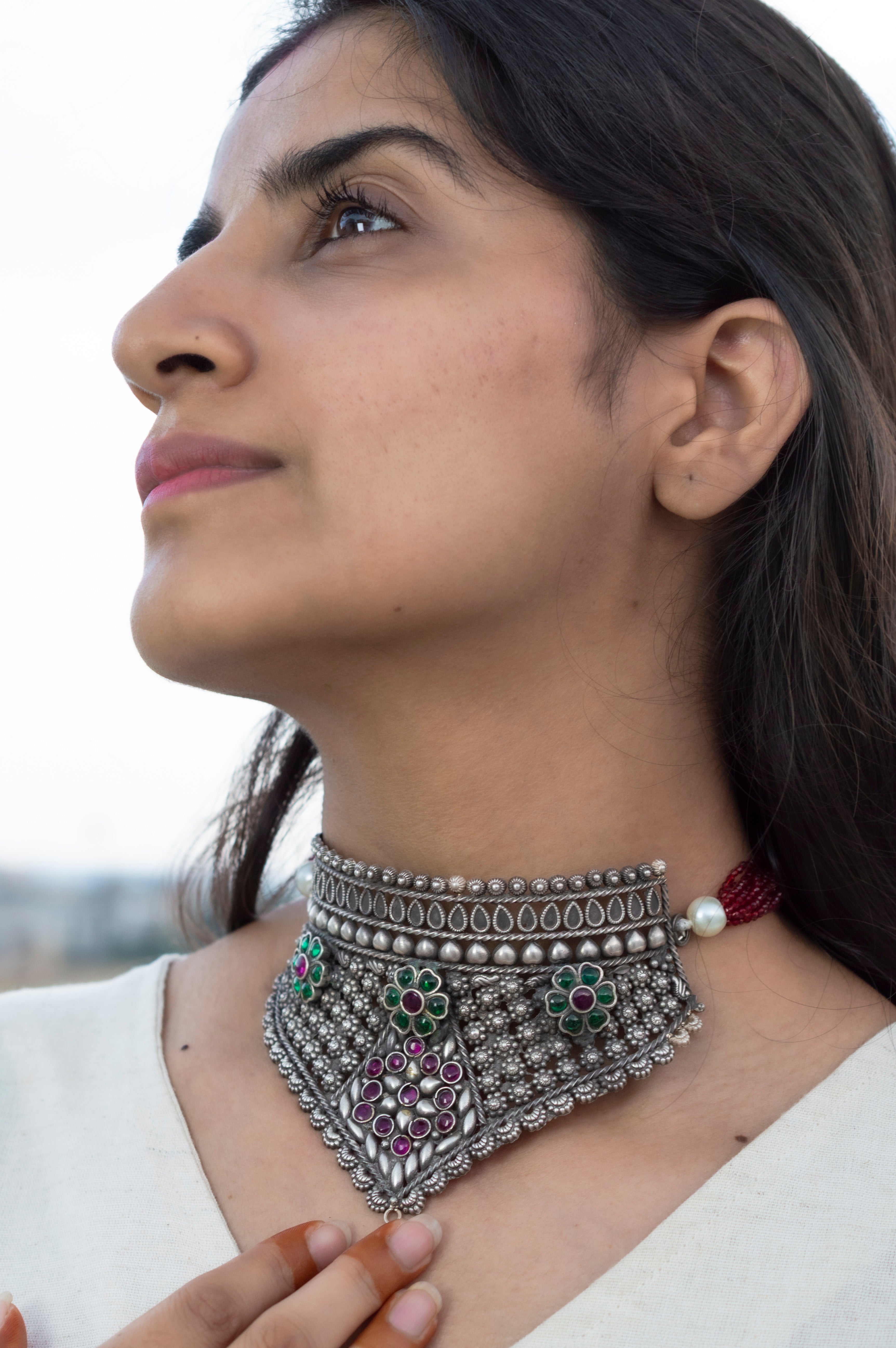 Timeless multi color Hasli Elegance necklace 92.5 Silver