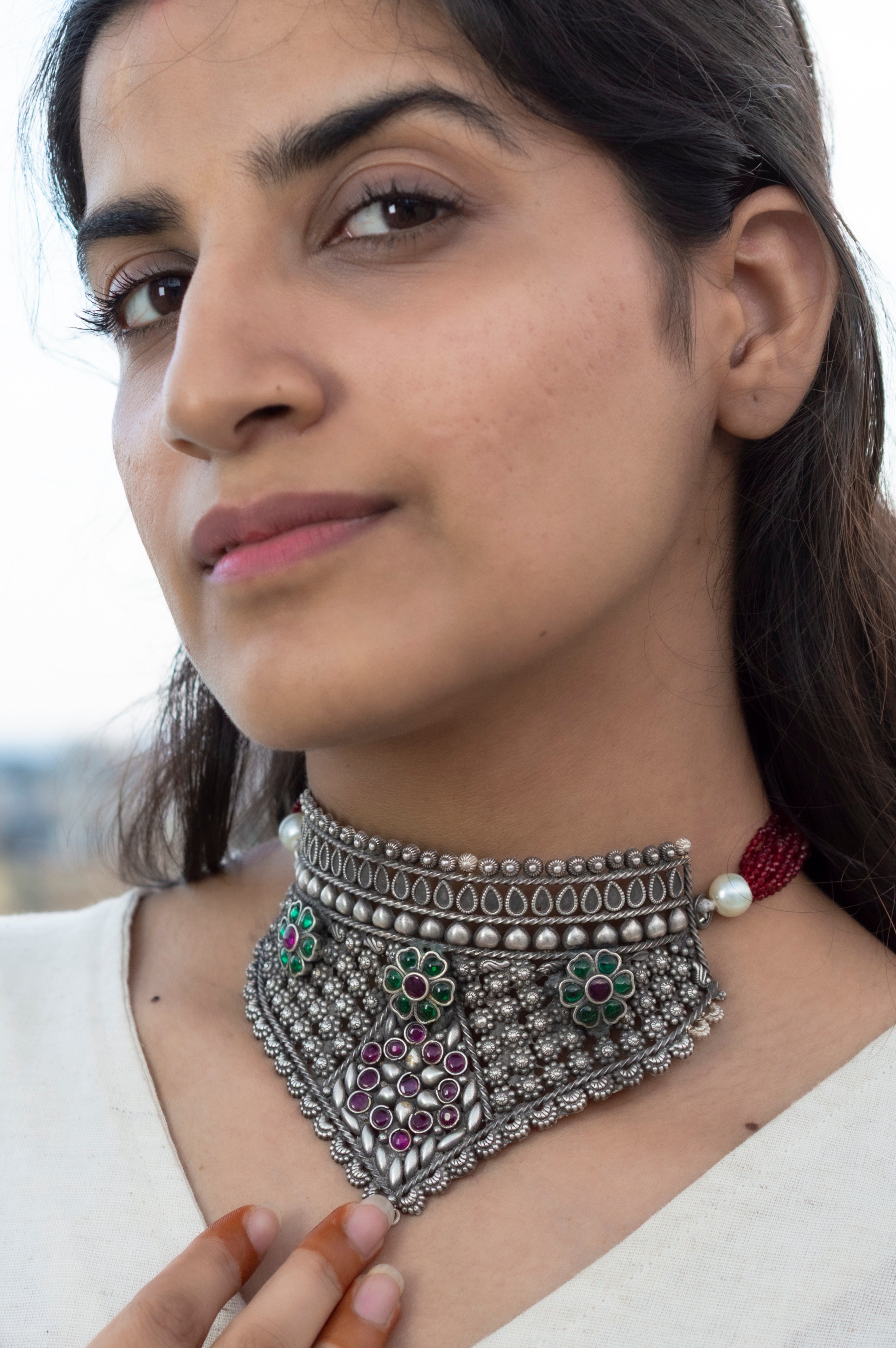 Timeless multi color Hasli Elegance necklace 92.5 Silver