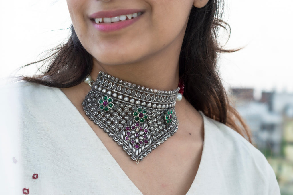 Timeless multi color Hasli Elegance necklace 92.5 Silver