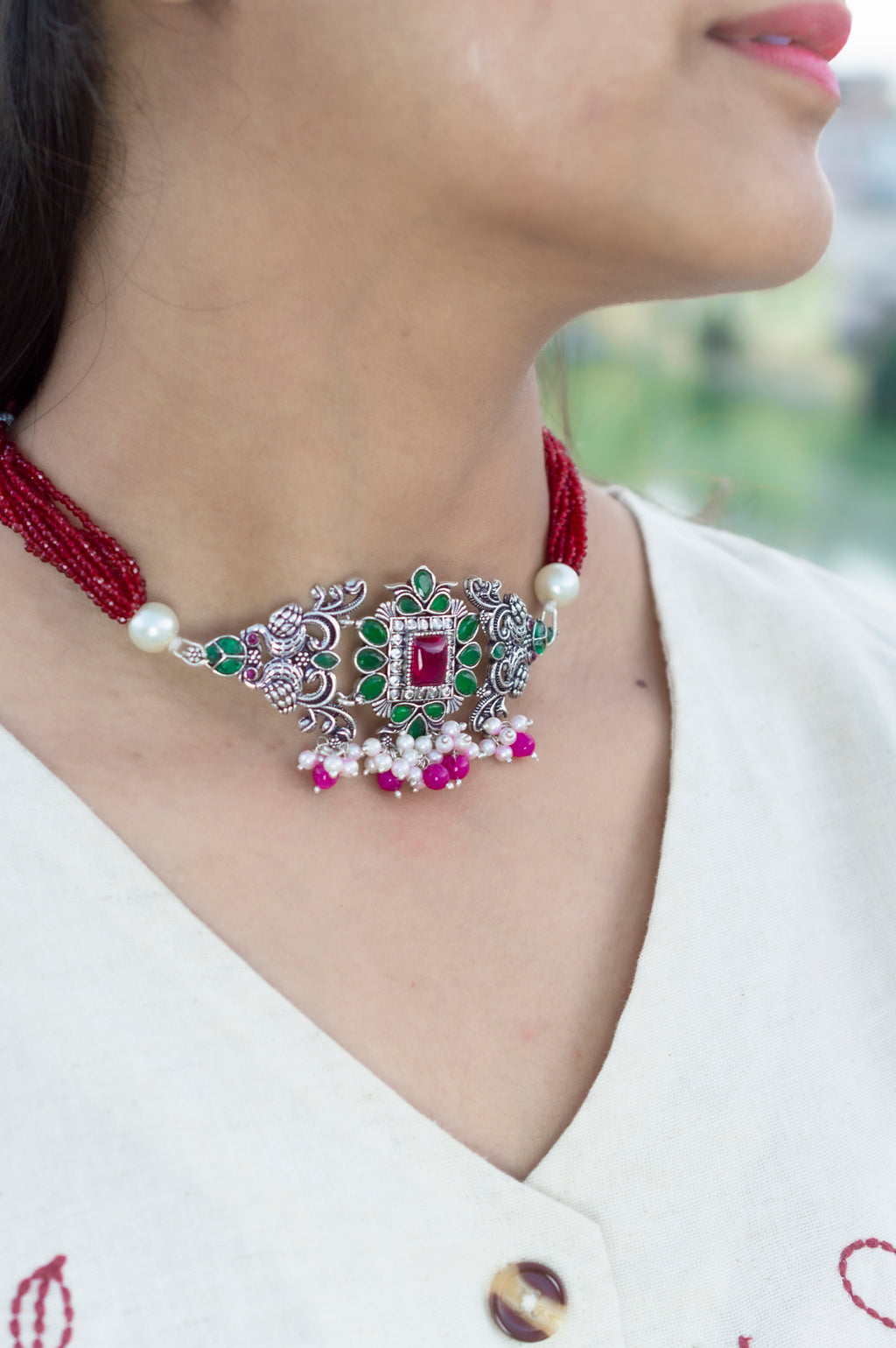 Timeless multi color Hasli Elegance necklace 92.5 Silver