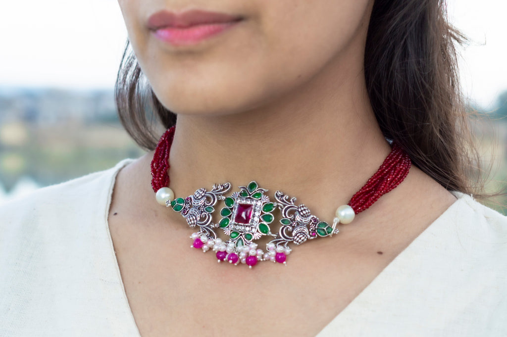 Timeless multi color Hasli Elegance necklace 92.5 Silver
