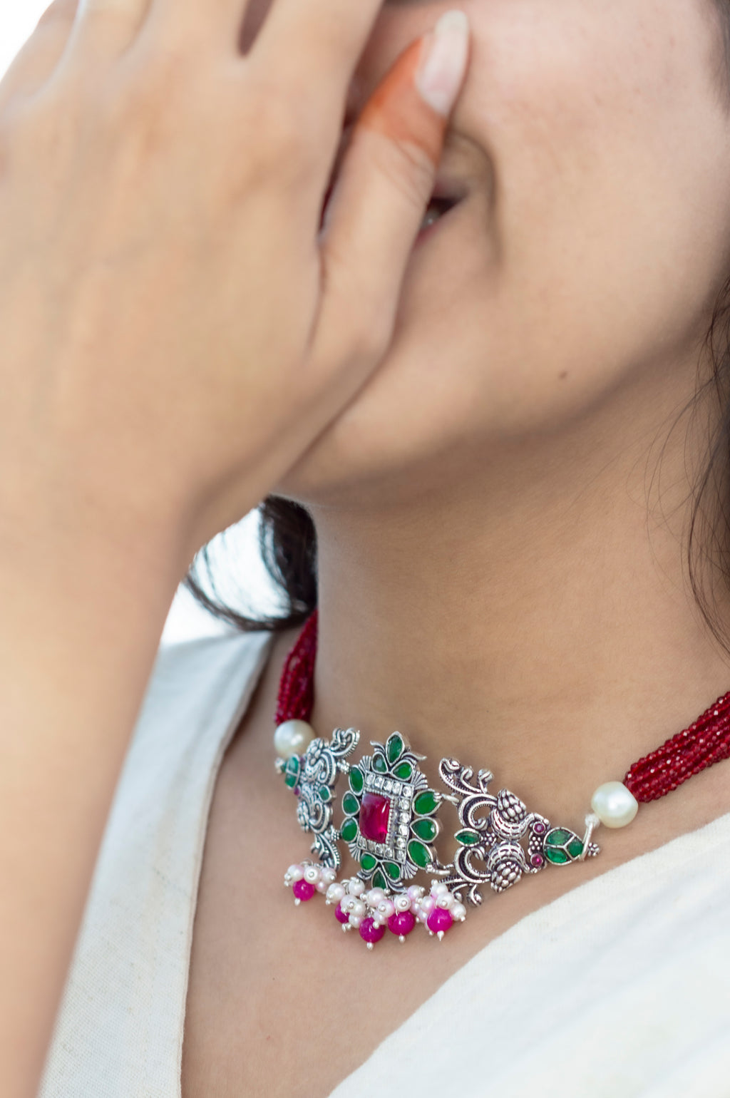 Timeless multi color Hasli Elegance necklace 92.5 Silver